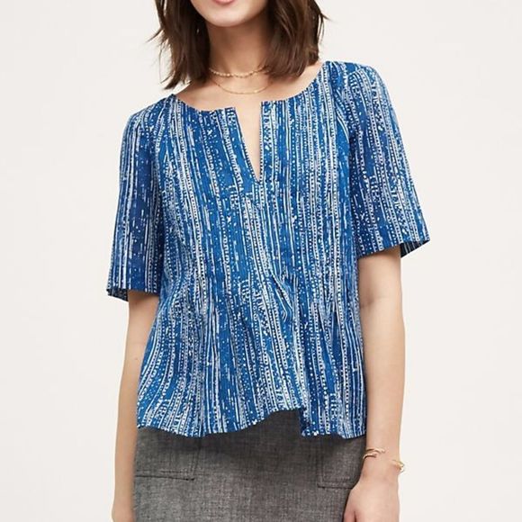 Anthropologie Tops - Anthropologie Maeve blue pullover blouse